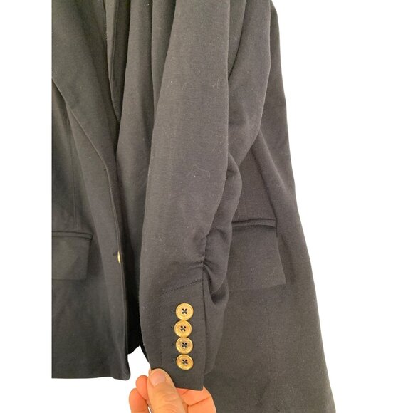 Michael Kors Womens Scrunch Sleeve Black Blazer L 3/4 Sleeve Gold RJ10618 - Picture 5 of 9